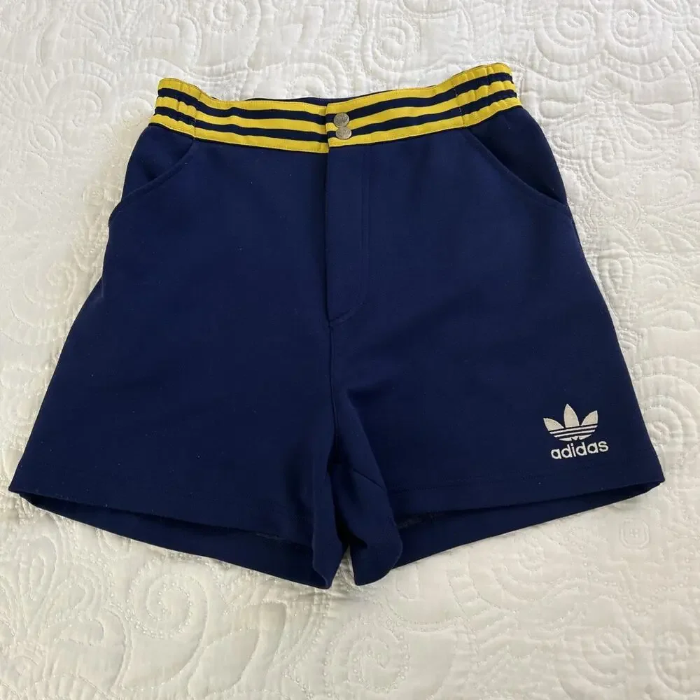 90's Adidas Trefoil Track Shorts Men’s S Navy Vintage Retro Running Streetwear